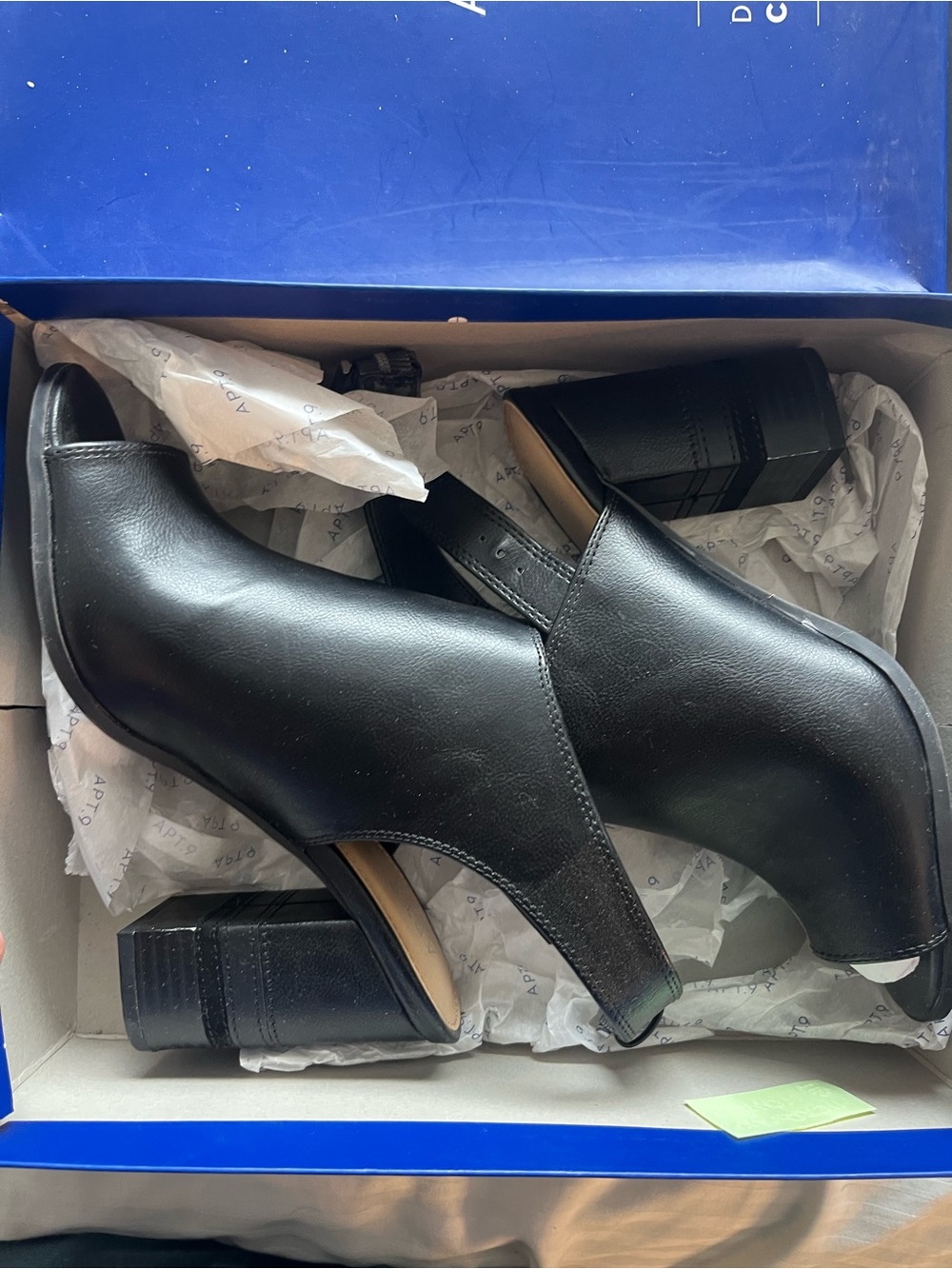 Apt. 9 Bootie Womens Size 8 Black Peep Toe Slingback Shootie Block Heel Comfort